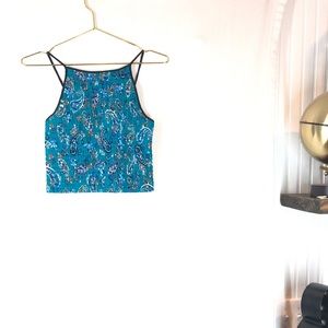 Crop-Top Ruched Multicolored Paisley small nwot